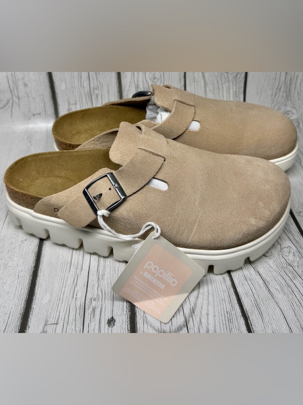 BRAND NEW Birkenstock Size 11W/9M/EU42 Papillio By Birkenstock Boston Clog Beige